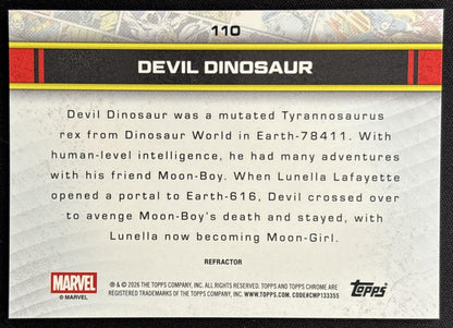 Devil Dinosaur 2026 Topps Chrome Marvel Comics Refractor back