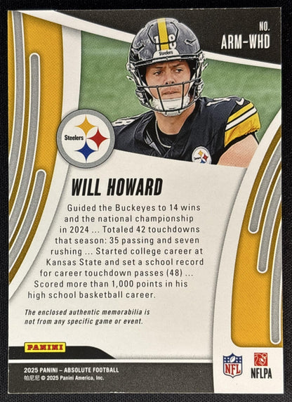 Will Howard 2025 Panini Absolute Rookie Materials Steelers