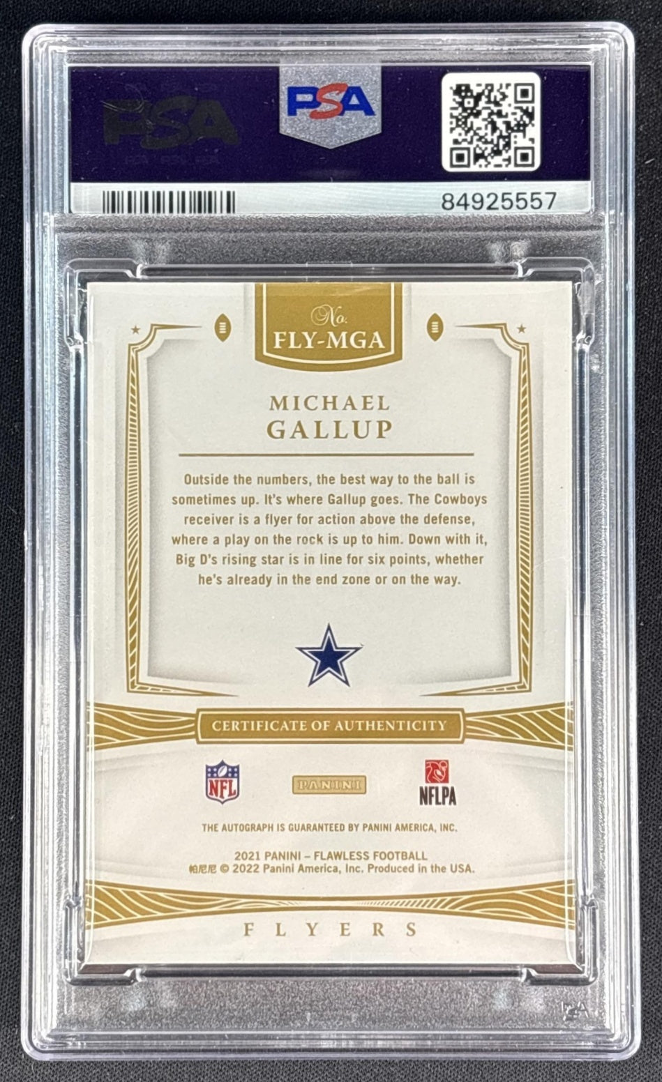 Michael Gallup 2021 Panini Flawless Flyers Silver /20 PSA 9