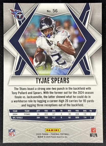 Tyjae Spears 2025 Phoenix Mosaic /225 Titans back