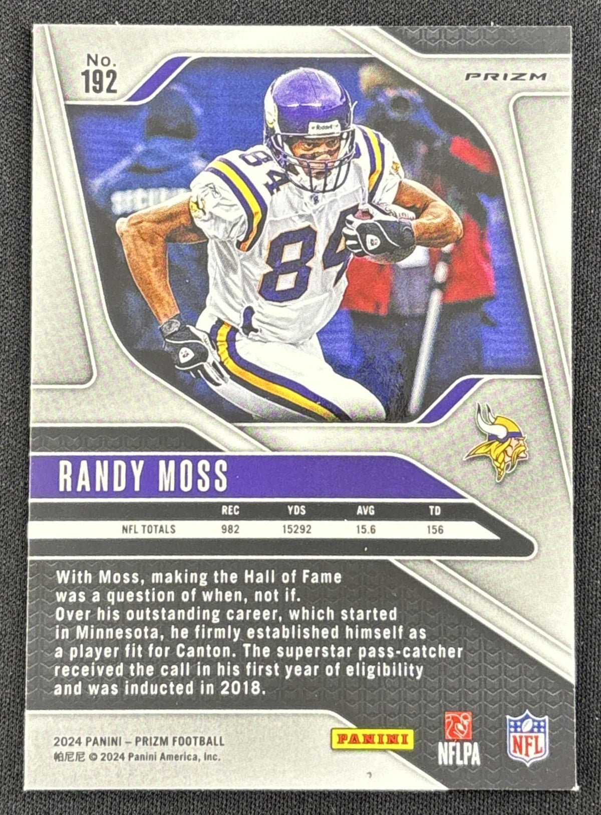 Randy Moss 2024 Panini Prizm Green Vikings
