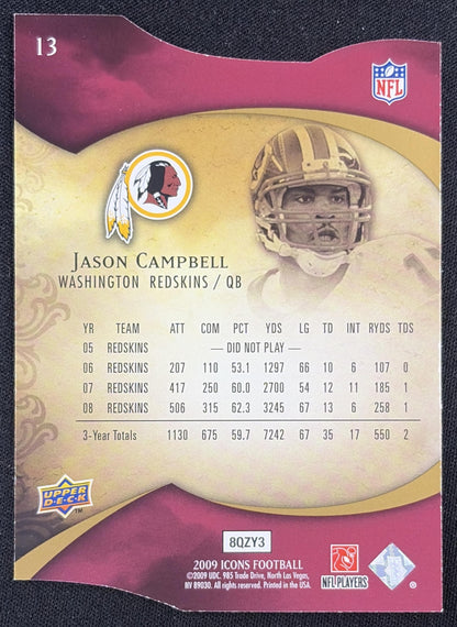 Jason Campbell 2009 Upper Deck Icons Gold Holofoil Die Cut /75 Redskins