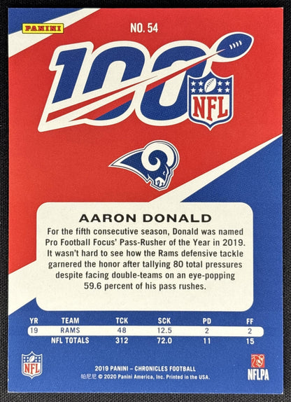 Aaron Donald 2020 Panini Chronicles Gold /10 Rams Sports Trading Cards