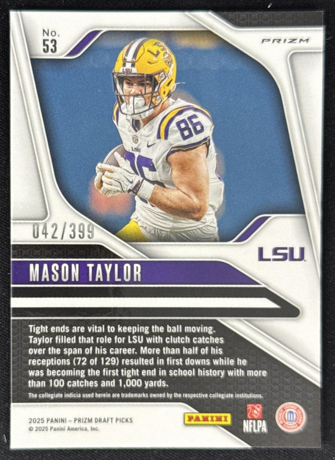 Mason Taylor 2025 Panini Prizm Draft Picks Red /399 Tigers Sports Trading Card