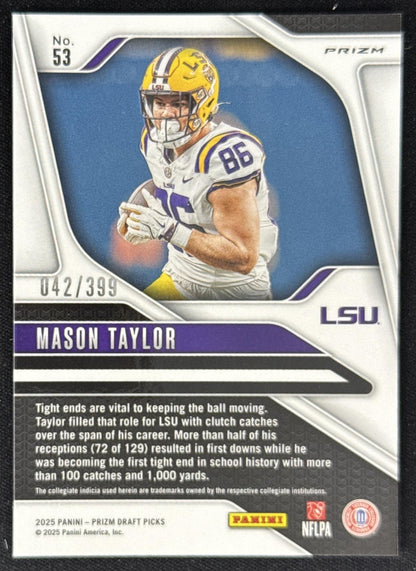 Mason Taylor 2025 Panini Prizm Draft Picks Red /399 Tigers Sports Trading Card
