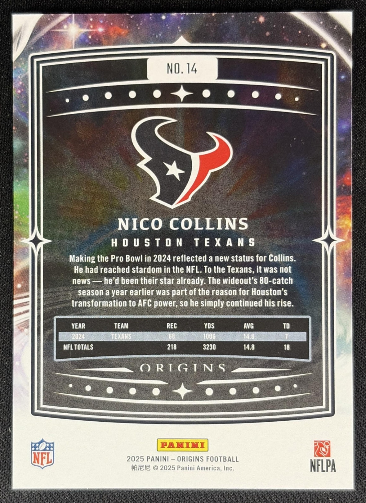 Nico Collins 2025 Panini Origins Purple /17 Texans back