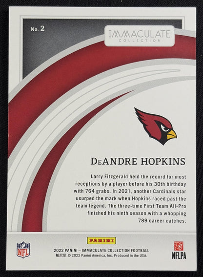 DeAndre Hopkins 2022 Panini Immaculate Collection -/99 Cardinals sports trading card back