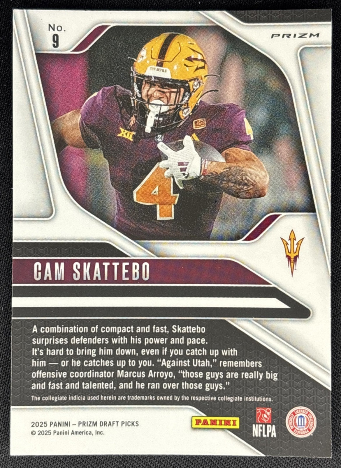 Cam Skattebo 2025 Panini Prizm Draft Picks Red Ice Sun Giants back