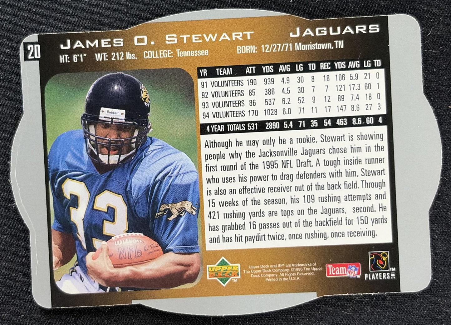 James O. Stewart 1996 SPx Upper Deck Jaguars