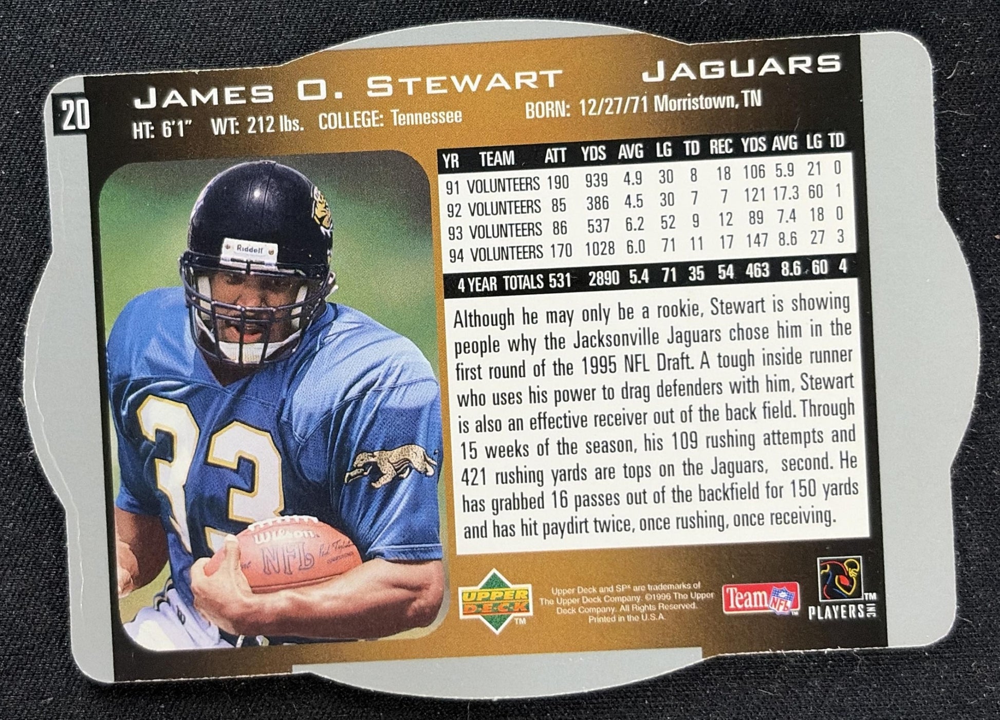 James O. Stewart 1996 SPx Upper Deck Jaguars
