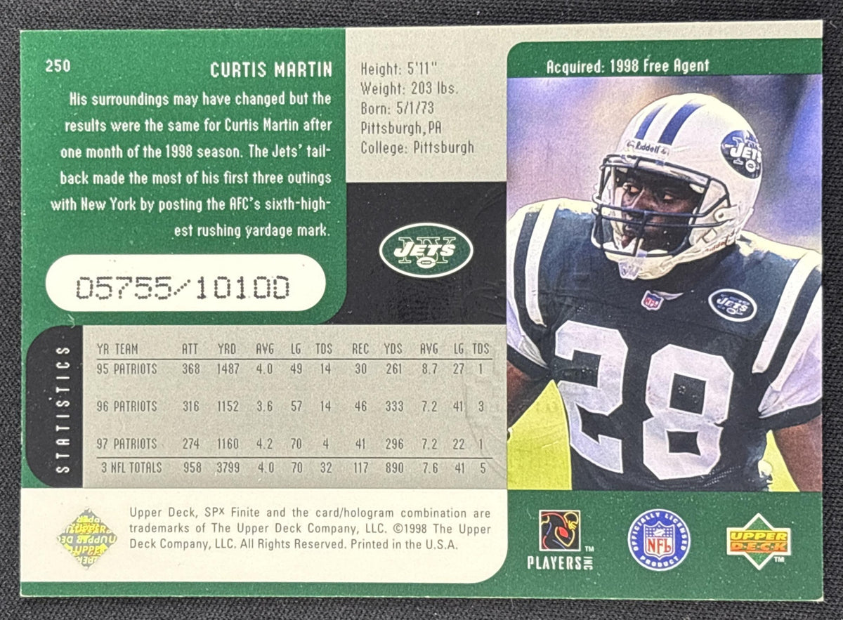 Curtis Martin 1998 SPx Finite /10100 Jets
