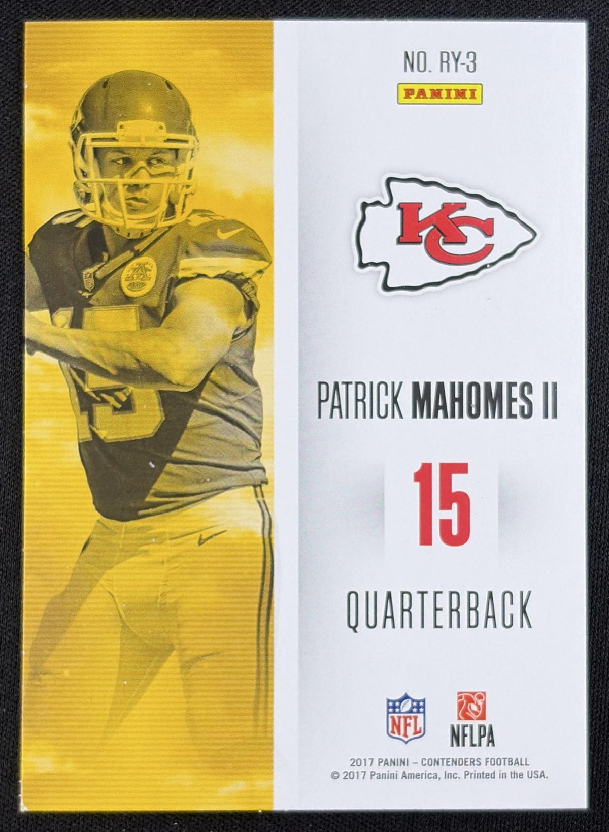 Patrick Mahomes II 2017 Panini Contenders Rookie of the Year Chiefs