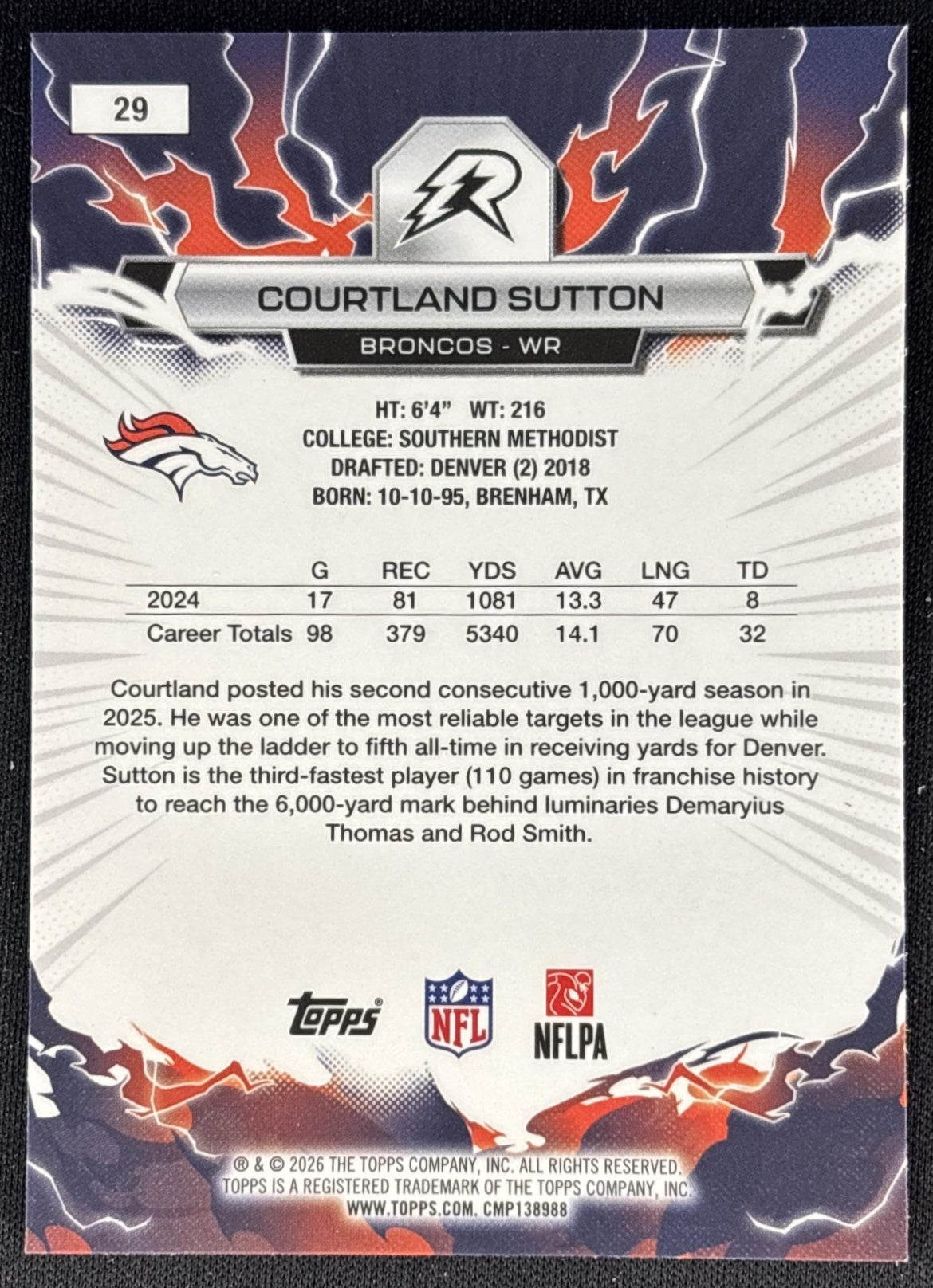 Courtland Sutton 2025 Topps Resurgence Broncos Denver Broncos back