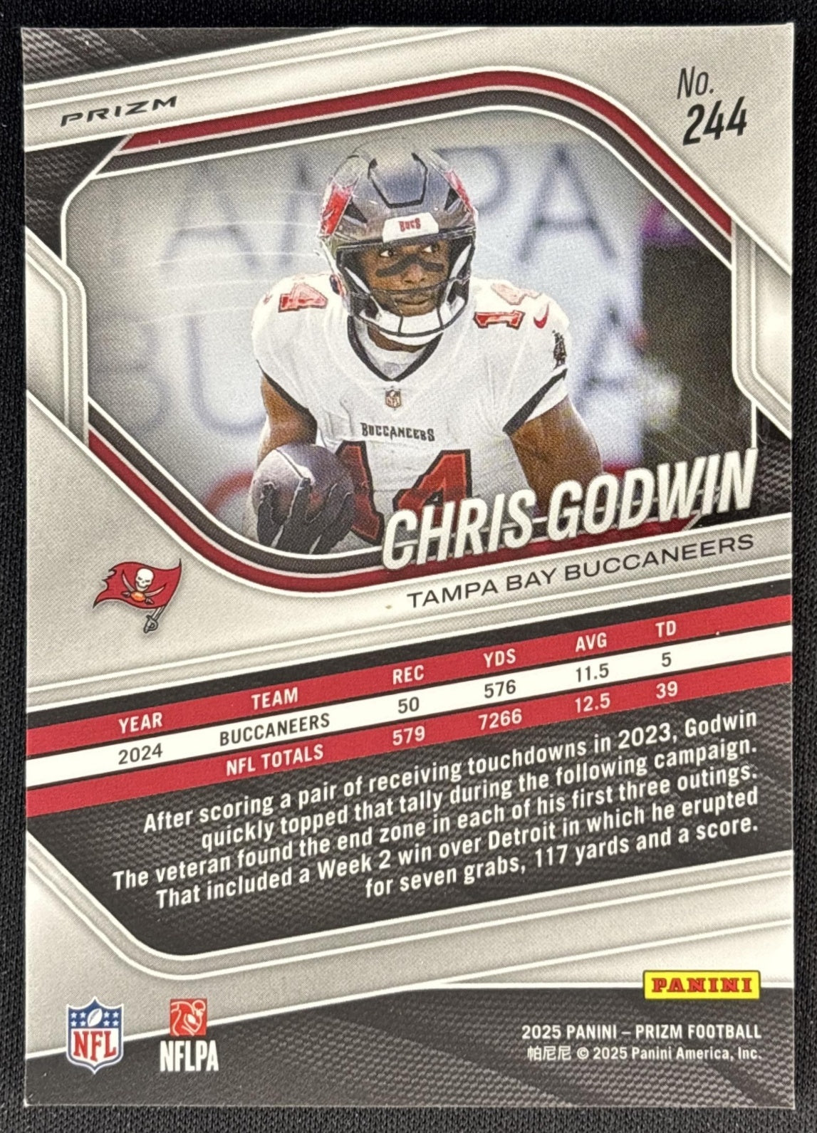 Chris Godwin 2025 Panini Prizm Red White & Blue Buccaneers back