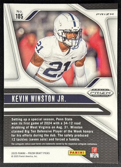 Kevin Winston Jr. 2025 Panini Prizm Draft Picks Red Ice Nittany Titans Sports Trading Cards