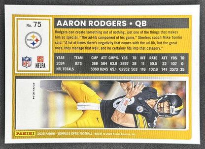 Aaron Rodgers 2025 Panini Donruss Optic Stars Prizm Steelers back