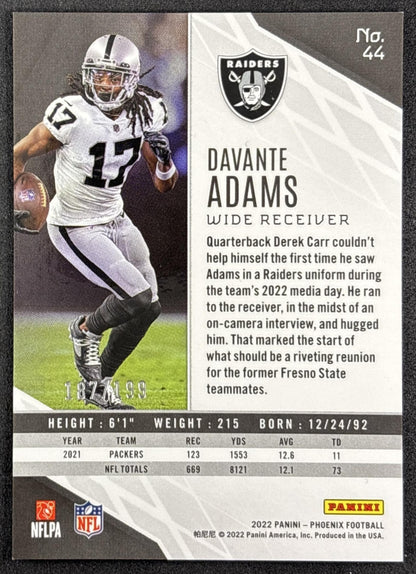 Davante Adams 2022 Panini Phoenix Pink /199 Raiders back