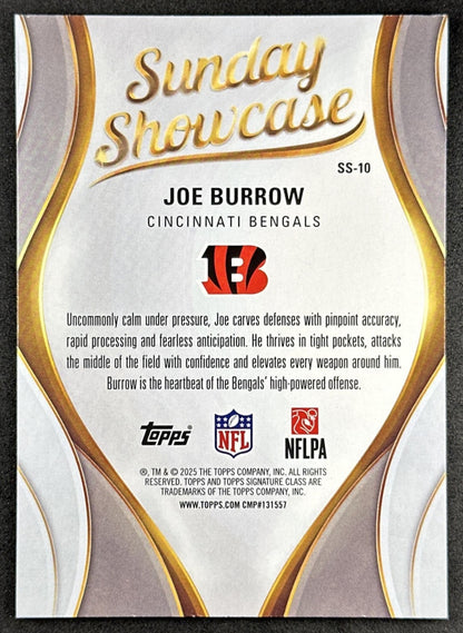 Joe Burrow 2025 Topps Signature Class Sunday Showcase Bengals Back