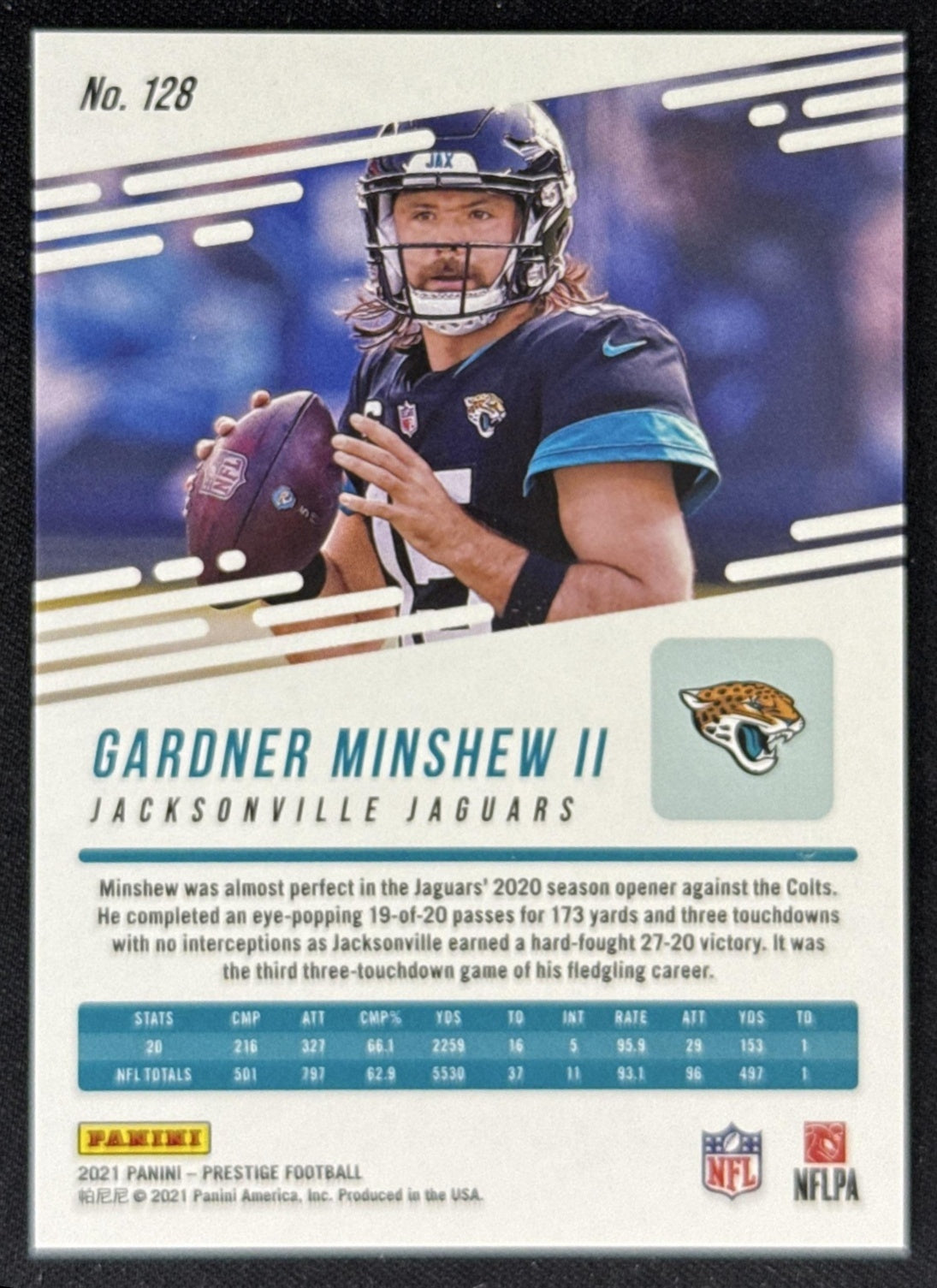 Gardner Minshew II 2021 Panini Prestige Xtra Points Green /199 Jaguars Sports Trading Card