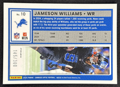 Jameson Williams 2025 Panini Donruss Optic Wave Prizm /300 Lions