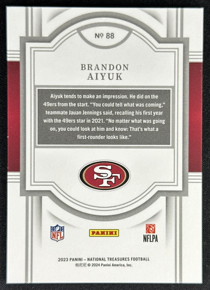 Brandon Aiyuk 2023 Panini National Treasures NFL Game Gear /99 49ers