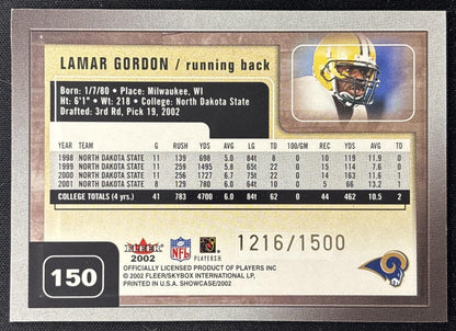 Lamar Gordon 2002 Fleer Showcase /1500 Rams back