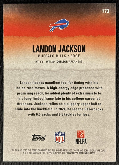 Landon Jackson 2025 Topps Signature Class Rookie Blue & Yellow Foil Bills - Back