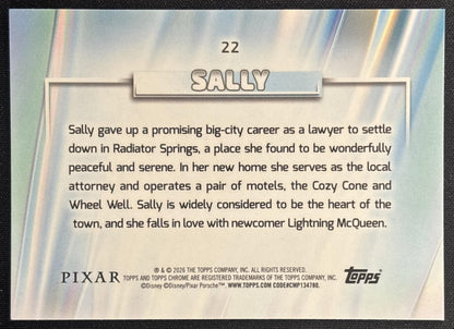 Sally 2026 Topps Chrome Disney Green Mini-Diamond Refractor /99 Cars Back