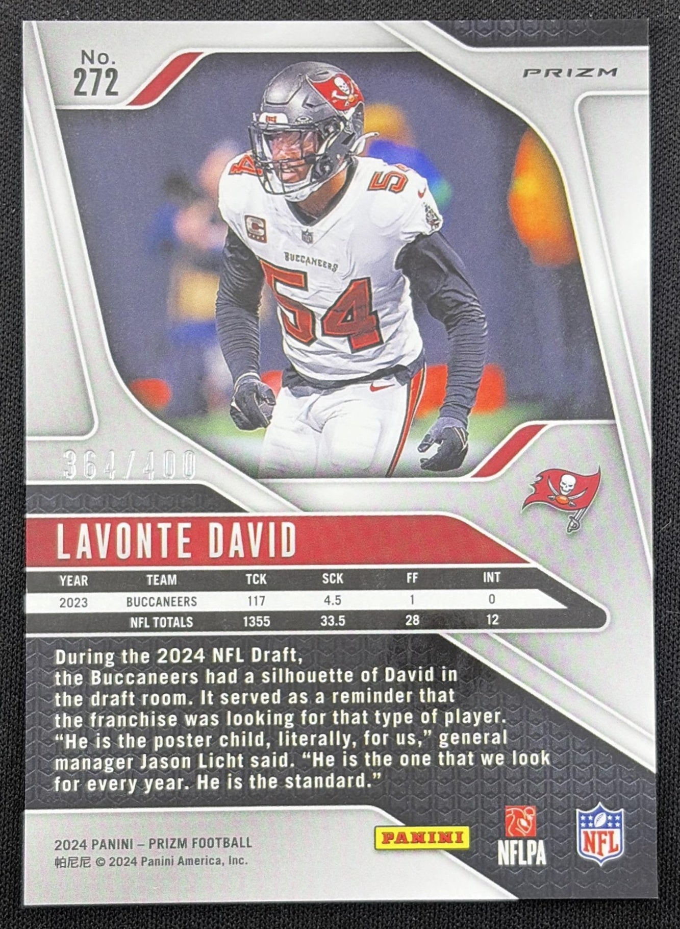 Lavonte David 2024 Panini Prizm Pandora /400 Buccaneers