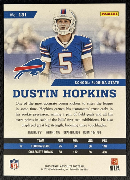 Dustin Hopkins 2013 Panini Absolute Spectrum Black /49 Bills back