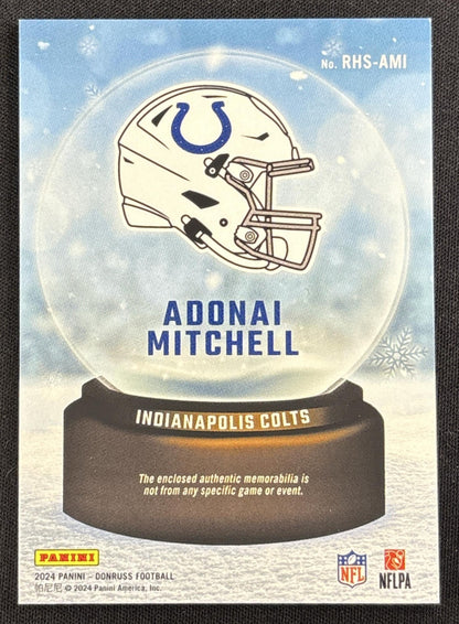Adonai Mitchell 2024 Panini Donruss Rookie Holiday Sweater Colts