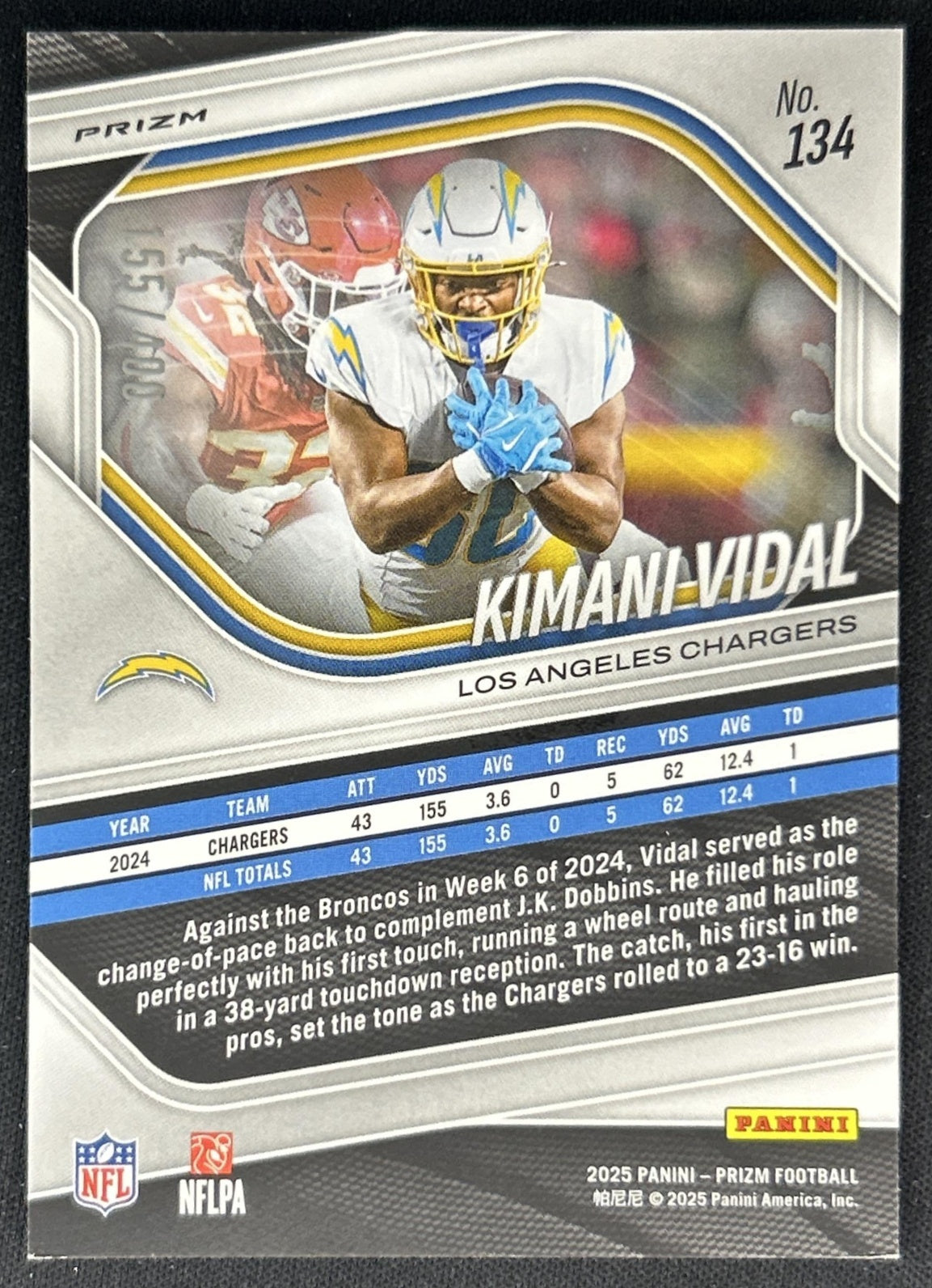 Kimani Vidal 2025 Panini Prizm Pandora /400 Chargers