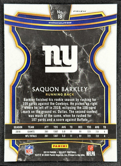 Saquon Barkley 2019 Panini Select Silver Prizm Giants Eagles