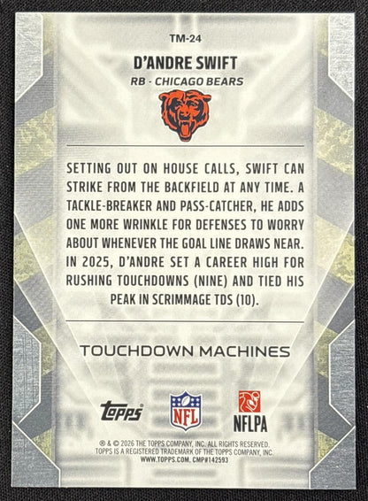 D'Andre Swift 2026 Topps Touchdown Machines Bears