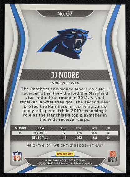 DJ Moore 2020 Panini Certified Mirror Gold /25 Panthers Carolina Panthers Back