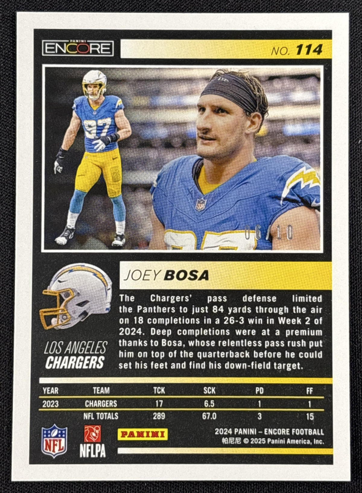 Joey Bosa 2024 Panini Encore Gold /10 Chargers