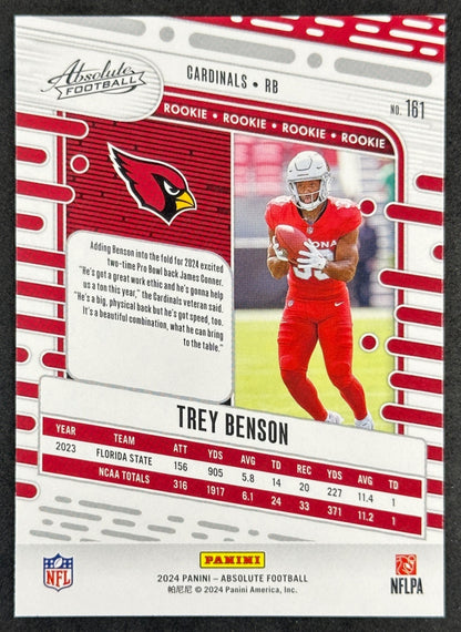Trey Benson 2024 Panini Absolute Rookies Cardinals Sports Trading Card