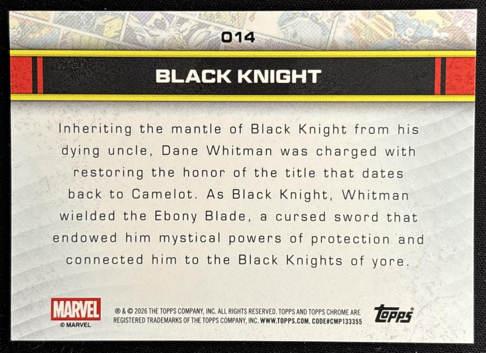 Black Knight 2026 Topps Chrome Marvel Comics