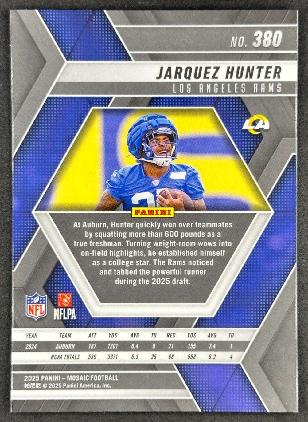 Jarquez Hunter 2025 Mosaic Rookies Rams Sports Trading Card