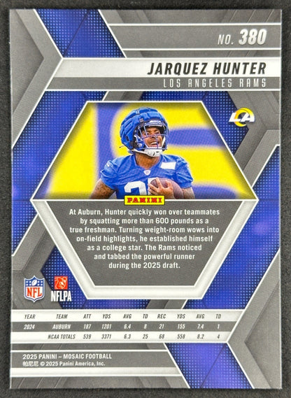 Jarquez Hunter 2025 Mosaic Rookies Rams Sports Trading Card