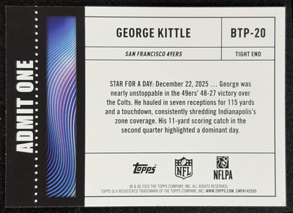 George Kittle 2026 Topps Big Ticket Players 49ers back