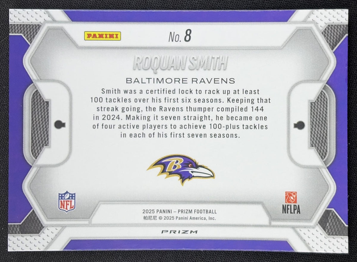 Roquan Smith 2025 Panini Prizm Lockdown No Huddle Ravens Baltimore Ravens
