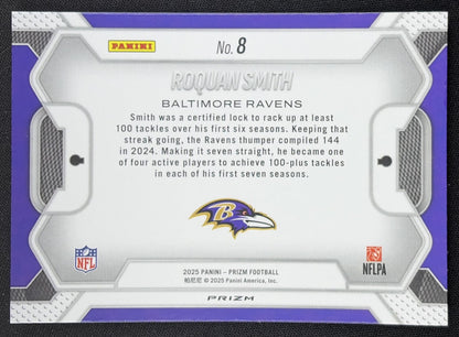 Roquan Smith 2025 Panini Prizm Lockdown No Huddle Ravens Baltimore Ravens