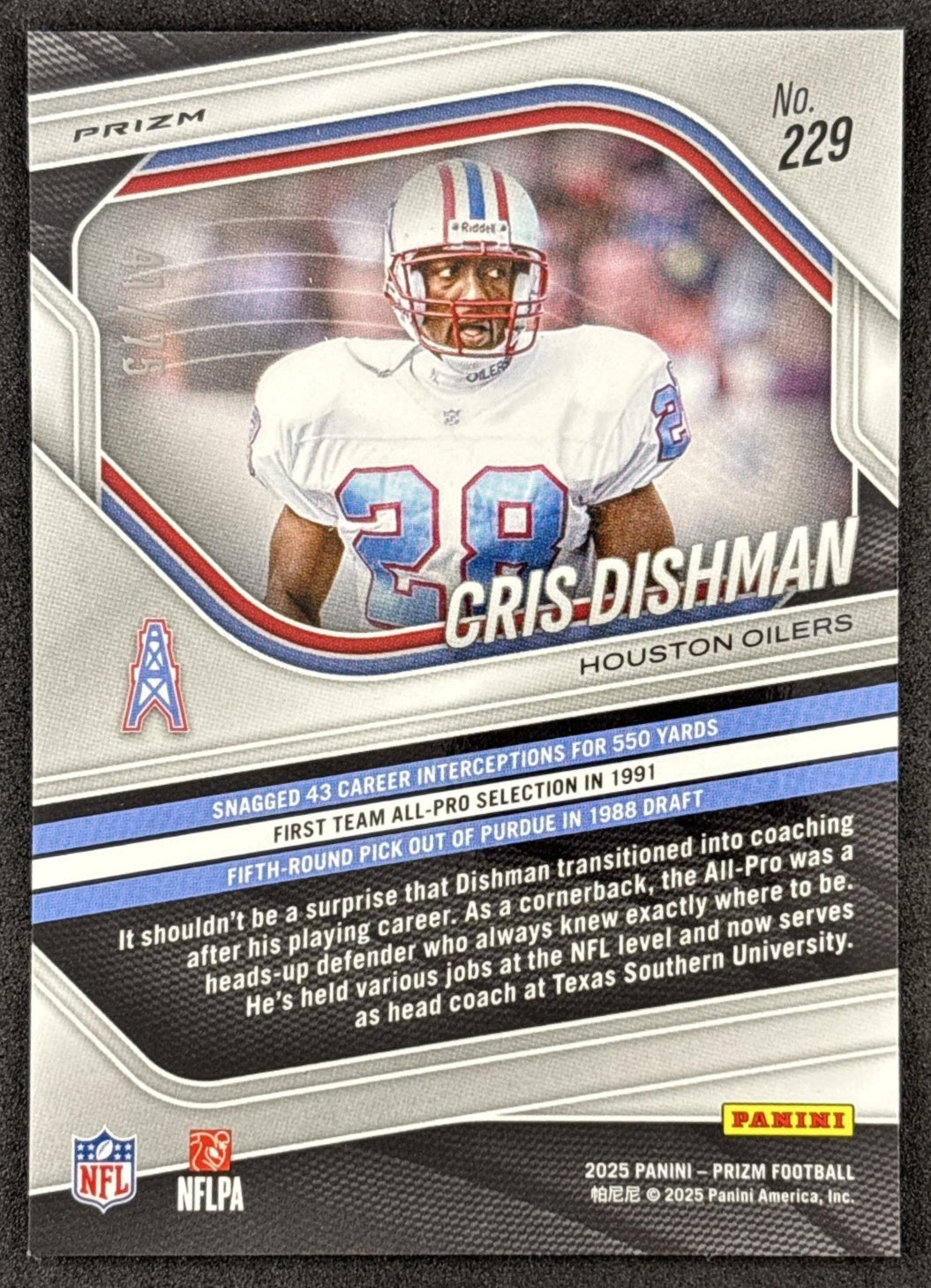 Cris Dishman 2025 Panini Prizm No Huddle Purple /75 Oilers back
