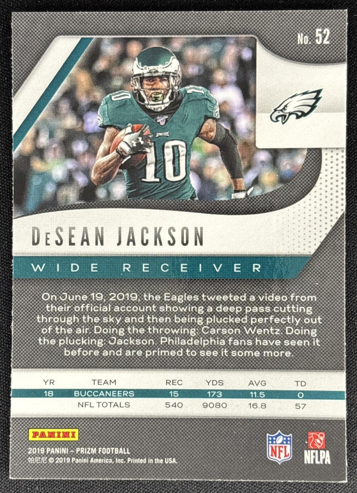 DeSean Jackson 2019 Panini Prizm Eagles Sports Trading Card