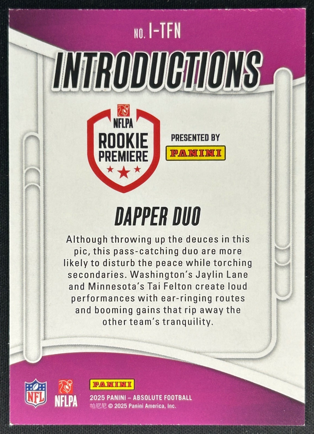 Dapper Duo 2025 Panini Absolute Introductions Sports Trading Cards