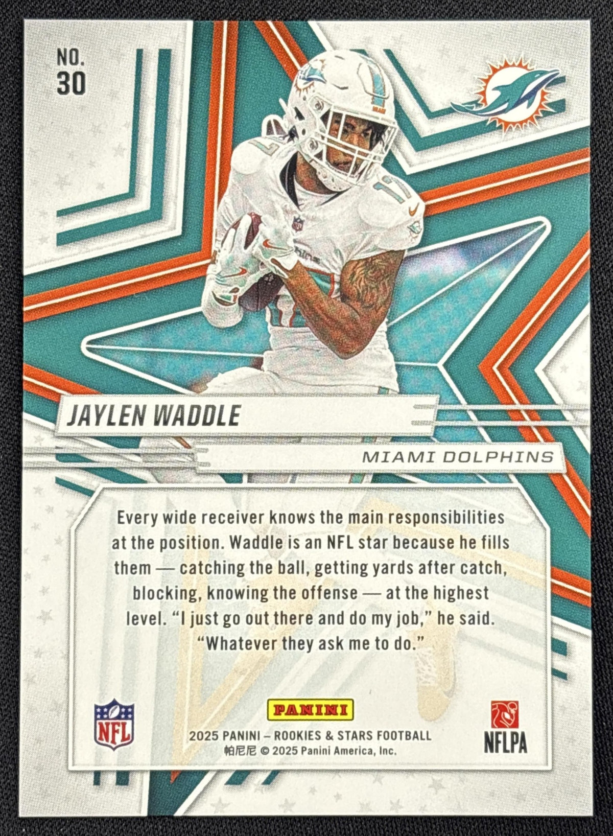 Jaylen Waddle 2025 Panini Rookies & Stars Orange /249 Dolphins Miami Dolphins