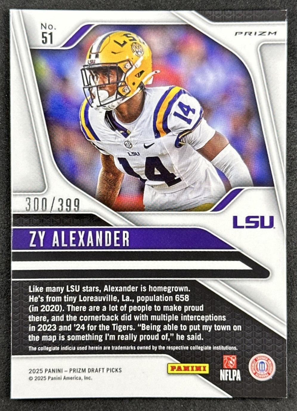 Zy Alexander 2025 Panini Prizm Draft Picks Red /399 Tigers back