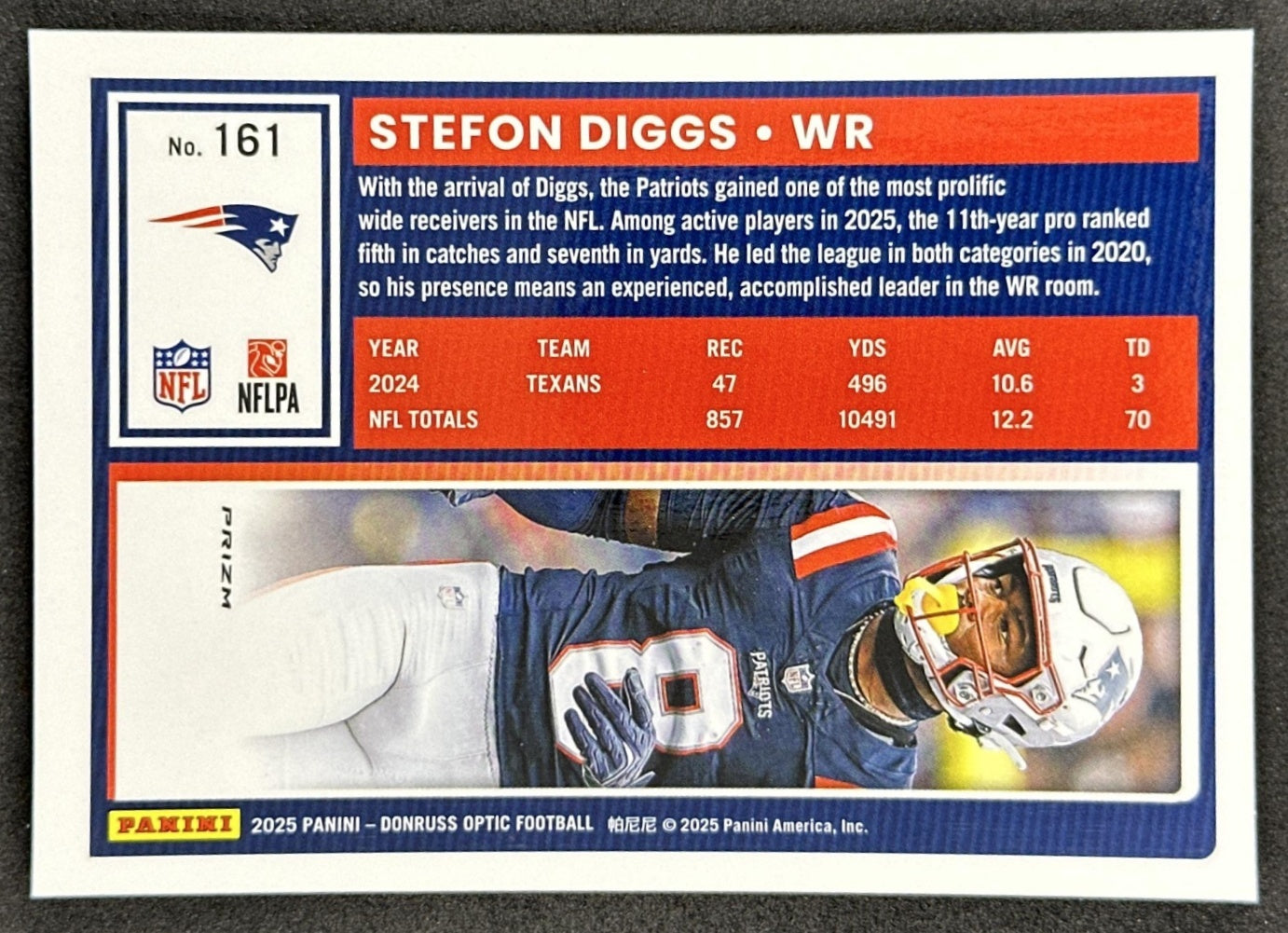 Stefon Diggs 2025 Panini Donruss Optic Stars Prizm Patriots Sports Trading Cards