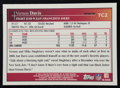 Vernon Davis 2009 Topps Chrome Blue Refractors 49ers Sports Trading Card